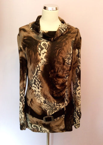 Frank Lyman Brown Print Top Size 16 - Whispers Dress Agency - Sold - 1