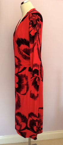 Windsmoor Fuchsia Pink & Black Floral Print Wrap Dress Size 18 - Whispers Dress Agency - Womens Dresses - 2