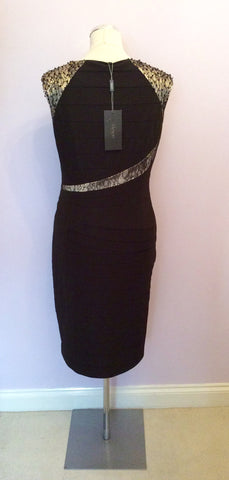 Brand New Alexon Black & Pale Gold Lace Trim Occasion Dress Size 14 - Whispers Dress Agency - Womens Dresses - 4