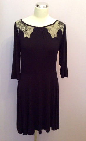 Brand New Phase Eight Black Lace Insert Dress Size 12 - Whispers Dress Agency - Sold - 1