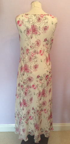 Country Casuals Ivory & Pink Silk Floral Print Dress Size 14 - Whispers Dress Agency - Sold - 3