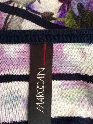 Marccain Purple Floral Print & Black Stripe Cardigan / Top Size N4 UK 14 - Whispers Dress Agency - Sold - 3