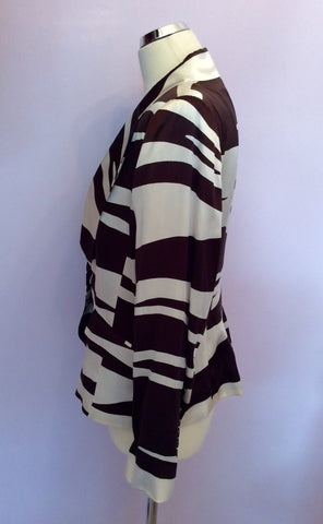 Brand New Zara Woman Brown & Ivory Silk Jacket Size XL - Whispers Dress Agency - Sold - 2