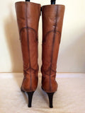 Bertie Tan Leather Slim Leg Boots Size 3.5/36 - Whispers Dress Agency - Womens Boots - 3