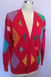 Vintage United Colours Of Benetton Coral Argyll Design Cardigan & Skirt Suit Size S - Whispers Dress Agency - Sold - 2