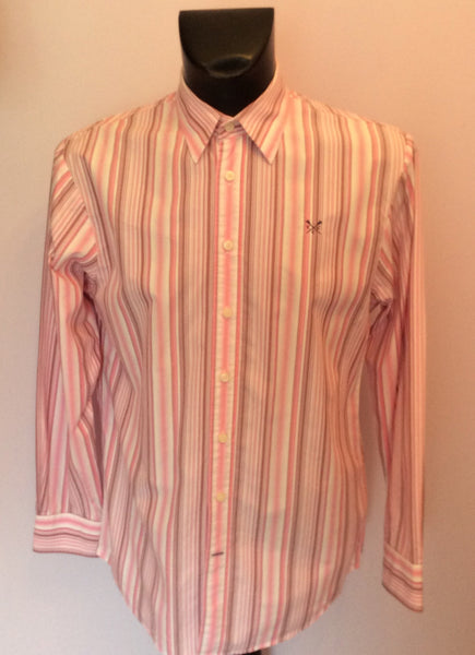Crew Clothing Pink & White Stripe Long Sleeve Shirt Size M - Whispers Dress Agency - Mens Casual Shirts & Tops - 1