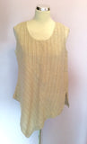 Oska Beige Striped Linen Asymmetric Top & Crop Trouser Set Size III UK 14 - Whispers Dress Agency - Sold - 2