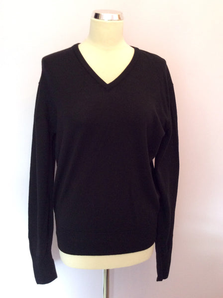 Vintage Jaeger Black V Neck Jumper Size 40" UK L - Whispers Dress Agency - Sold - 1