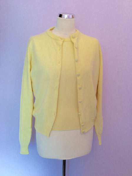 VINTAGE JAEGER YELLOW LAMBSWOOL TWINSET SIZE 34" UK S/M - Whispers Dress Agency - Womens Vintage - 1