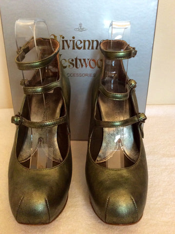 Vivienne Westwood Metalic Green Leather Strap Heels Size 4/37 - Whispers Dress Agency - Sold - 3