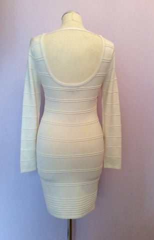 Hot Miami Styles Ivory Beaded Stretch Bodycon Dress Size M - Whispers Dress Agency - Womens Dresses - 4