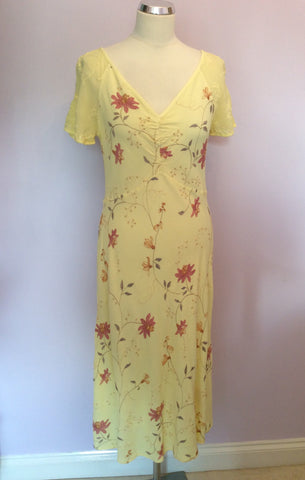 Ghost Yellow Embroidered Floral Dress Size M (UK 10/12) - Whispers Dress Agency - Sold - 1