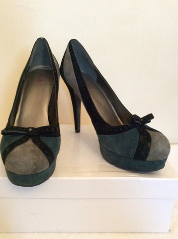 Pulse Mystic Teal, Grey & Black Suede Heels Size 7/40 - Whispers Dress Agency - Womens Heels - 1