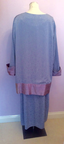 Tailor Made Blue Silk Dress & Long Jacket Size 22 - Whispers Dress Agency - Sold - 3