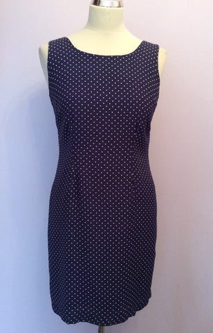Jigsaw Blue & White Spot Dress Size 1 UK 8/10 - Whispers Dress Agency - Womens Dresses - 1