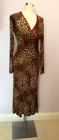 Brand New Isabel De Pedro Leopard Print Stretch Long Sleeve Dress Size 12 - Whispers Dress Agency - Sold - 1