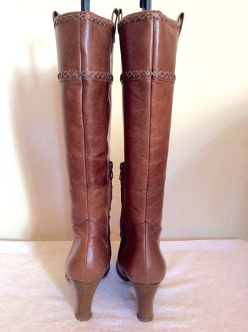 Clarks Tan Brown Leather Knee High Boots Size 6/39 - Whispers Dress Agency - Sold - 4