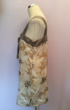 Nougat Beige & White Print Silk Tunic Top Size 12/14 - Whispers Dress Agency - Womens Tops - 2