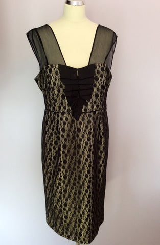 MONSOON BLACK LACE & GOLD LINING OCCASION DRESS SIZE 16 - Whispers Dress Agency - Womens Dresses - 1
