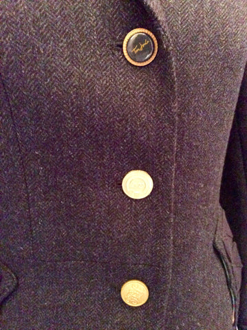 Joules Dark Blue Herringbone Wool Jacket Size 10 - Whispers Dress Agency - Sold - 2