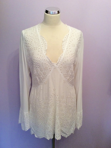Ghost White Broidery Anglaise Top Size L - Whispers Dress Agency - Sold - 1