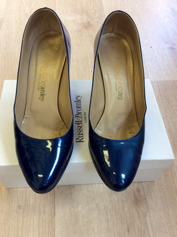 RUSSELL & BROMLEY BLUE PATENT LEATHER HEELS SIZE 6/39 - Whispers Dress Agency - Womens Heels - 2
