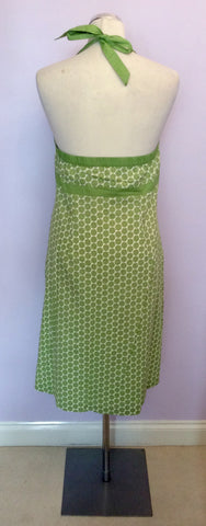 Boden Green & White Floral Print Cotton Halterneck Dress Size 12R - Whispers Dress Agency - Sold - 3