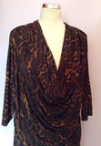 BRAND NEW BIBA BROWN LEOPARD PRINT COWL DRESS SIZE 16 - Whispers Dress Agency - Womens Dresses - 2