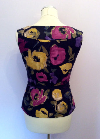 LAURA ASHLEY BLACK FLORAL PRINT TIE BELT TOP SIZE 10 - Whispers Dress Agency - Womens Tops - 2