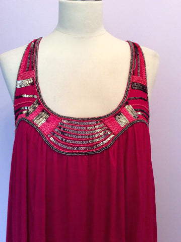 Monsoon Pink Bead & Sequin Trim Cotton Maxi Dress Size 14 - Whispers Dress Agency - Womens Dresses - 2