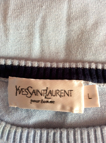 Yves Saint Laurent Light Blue Cotton Jumper Size L - Whispers Dress Agency - Sold - 2