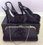 Debut Black Satin Peeptoe Slingback Heels Size 4/37 & Matching Clutch Bag - Whispers Dress Agency - Womens Heels - 2