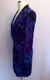Karen Millen Purple & Blue Print Dress Size 12 - Whispers Dress Agency - Sold - 4