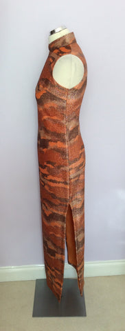 Vintage Orange & Brown Sparkle Long Dress Size 10 - Whispers Dress Agency - Sold - 3