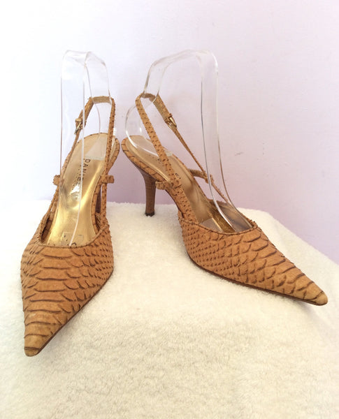 Daniel Tan Snakeskin Leather Slingback Heels Size 5/38 - Whispers Dress Agency - Womens Heels - 1