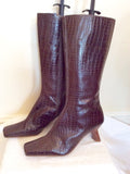 Brand New Roberto Vianni Dark Brown Croc Leather Boots Size 7/40 - Whispers Dress Agency - Womens Boots - 2