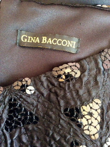 Gina Bacconi Black Sequinned Top Evening Dress Size 16 - Whispers Dress Agency - Womens Dresses - 4
