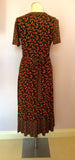 Laura Ashley Dark Brown & Red Floral Print Stretch Jersey Dress Size 8 - Whispers Dress Agency - Womens Dresses - 4