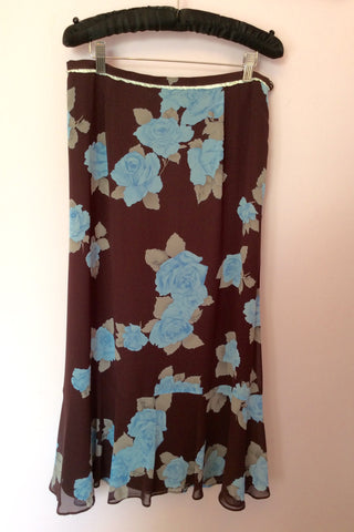 Jacques Vert Brown Jacket & Floral Skirt & Scarf Suit Size 14 - Whispers Dress Agency - Sold - 7