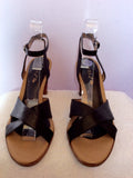 Unisa Dark Brown Leather Heeled Sandals Size 6/39 - Whispers Dress Agency - Womens Sandals - 2