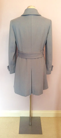 Per Una Light Blue Belted Knee Length Coat Size 12 - Whispers Dress Agency - Sold - 3