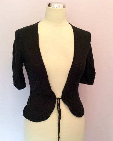 Coast Black Silk Blend Short Sleeve Tie Waist Cardigan Size 8 - Whispers Dress Agency - Womens Knitwear - 1