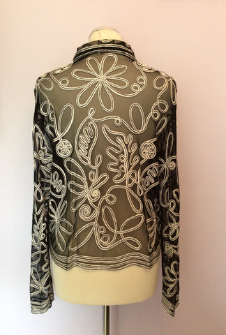 Phase Eight Black & White Applique Beaded Trim Shirt Size 18 - Whispers Dress Agency - Sold - 3