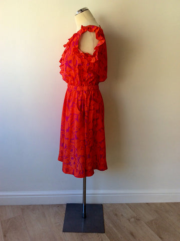 MONSOON ORANGE & PINK FLORAL PRINT DRESS SIZE 10 - Whispers Dress Agency - Sold - 3