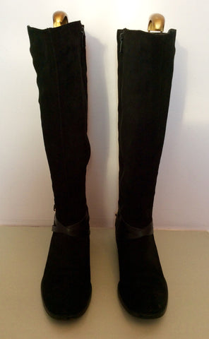 Carvela Black Suede & Leather Strap Knee High Boots Size 5/38 - Whispers Dress Agency - Sold - 3