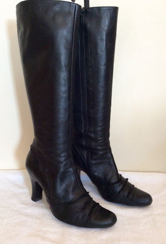 Jigsaw Black Leather Frill Trim Boots Size 6/39 - Whispers Dress Agency - Sold - 2