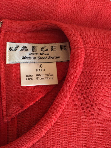 Vintage Jaeger Coral Red Wool Dress Size 10 - Whispers Dress Agency - Womens Vintage - 4