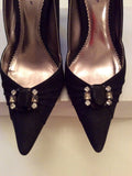 DOLCIS BLACK SPARKLE JEWEL TRIM HEELS SIZE 7/40 - Whispers Dress Agency - Womens Heels - 2