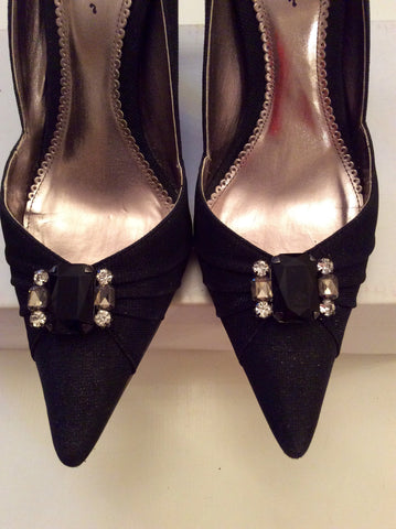 DOLCIS BLACK SPARKLE JEWEL TRIM HEELS SIZE 7/40 - Whispers Dress Agency - Womens Heels - 2