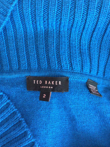 Ted Baker Turquoise Wool V Neck Long Jumper Size 2 UK 10/12 - Whispers Dress Agency - Sold - 3